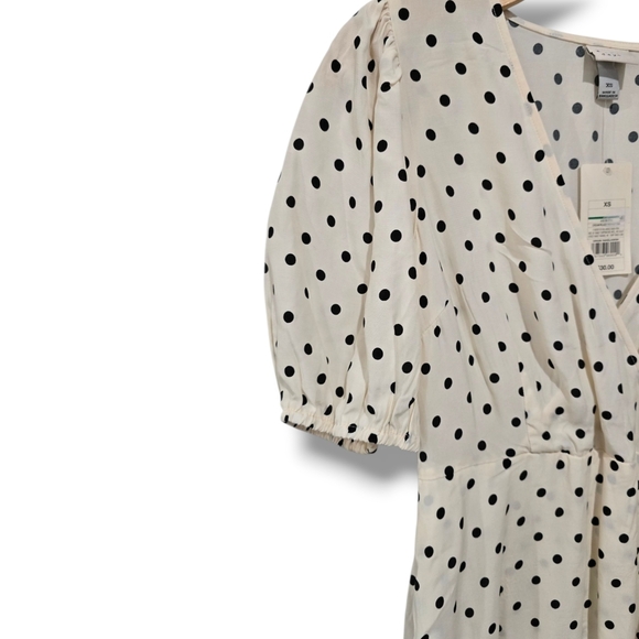 A New Day Women’s Cream Polka Dot Wrap Dress XS Balloon Sleeve Rayon New - Picture 6 of 9